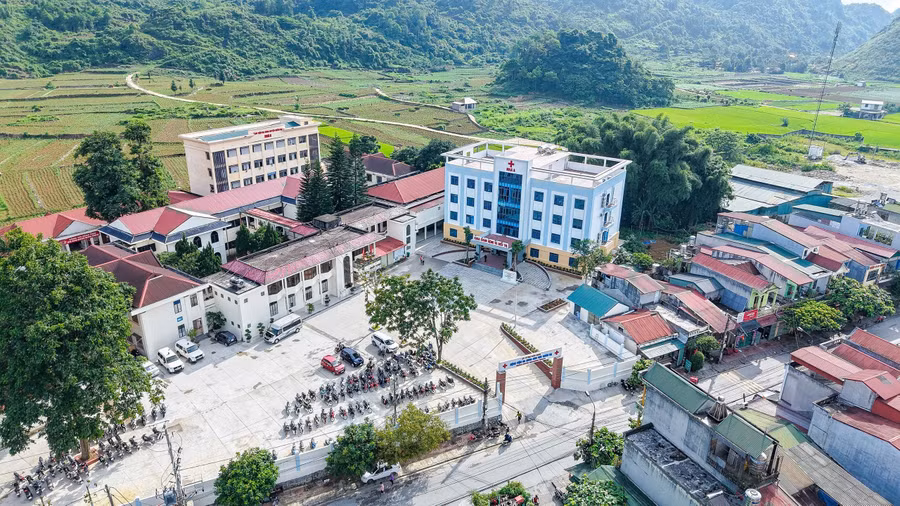 Toàn cảnh công trình Khoa khám bệnh và điều trị Bệnh viện Đa khoa khu vực Quản Bạ.