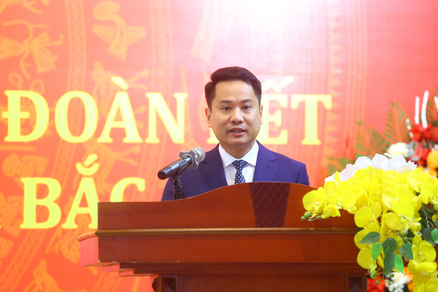 Ông Trương Thành Trung, TBT Báo Đại đoàn kết phát biểu tại buổi ra mắt Văn phòng đại diện khu vực miền núi phía Bắc. 1000043479.jpg