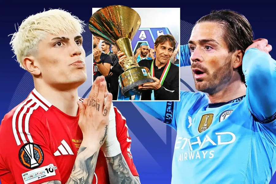 Chiến lược gia Antonio Conte đang cân nhắc chiêu mộ về Napoli một trong hai ngôi sao Jack Grealish và Alejandro Garnacho. napoli.jpg
