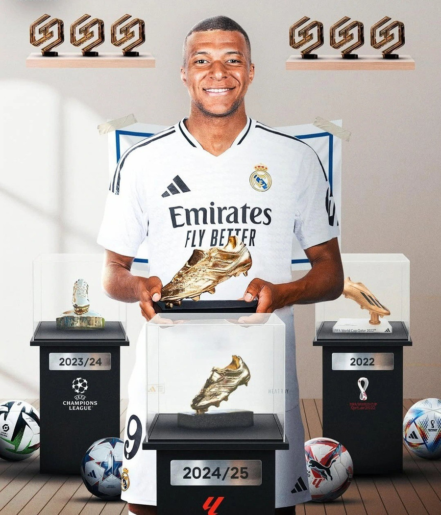 Mbappe giành Chiếc giày vàng châu Âu với 31 bàn thắng tại La Liga. mbappe.jpg