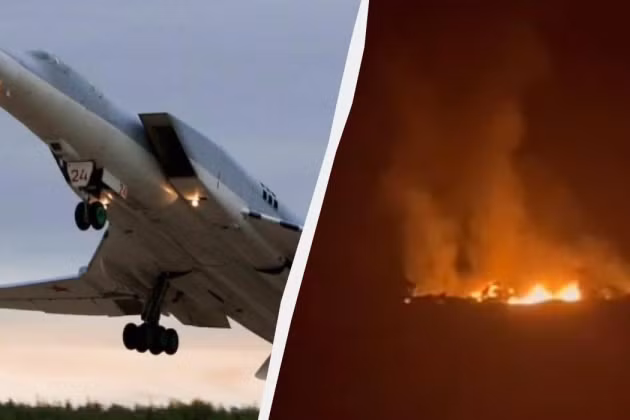 Máy bay ném bom chiến lược Tu-22M3 của Nga rơi tại Quận Usolsky của Vùng Irkutsk, ngày 2/4/2025.