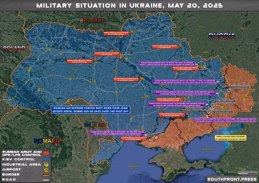 Sơ đồ chiến sự ngày 20/5/2025.
