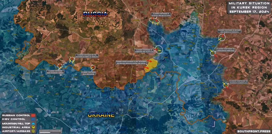 Sơ đồ chiến sự ở tiền tuyến Ukraine, ngày 17/9/2024.