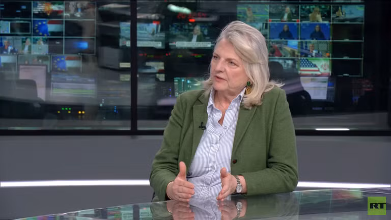 Cựu Ngoại trưởng Áo Karin Kneissl, trong buổi phỏng vấn với RT, ngày 7/4/2026.