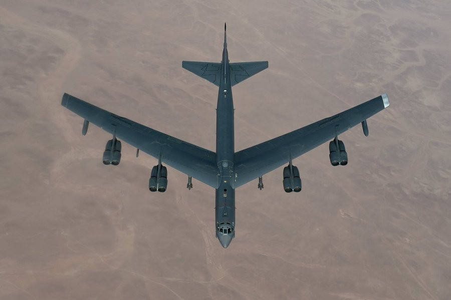Máy bay B-52H Stratofortress của Không quân Mỹ tuần tra trên bầu trời Syria, ngày 6/12/2024.
