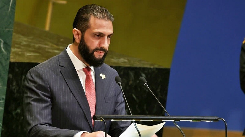Tổng thống Syria Ahmad al-Sharaa phát biểu tại kỳ họp thứ 80 của Đại hội đồng LHQ tại New York, Mỹ, ngày 24/9/2025.