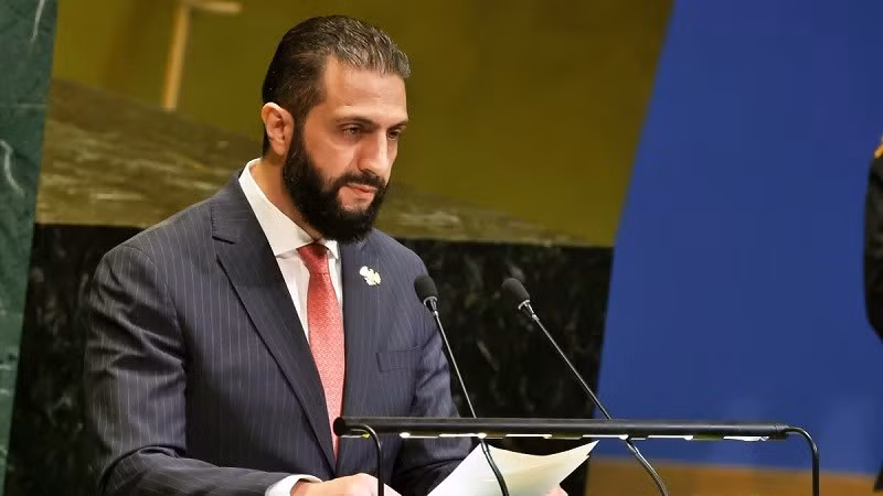 Tổng thống Syria Ahmad al-Sharaa phát biểu tại kỳ họp thứ 80 của Đại hội đồng LHQ tại New York, Mỹ, ngày 24/9/2025.