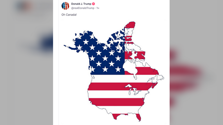 Ông Trump đăng bản đồ chứng minh Canada là lãnh thổ của Mỹ.