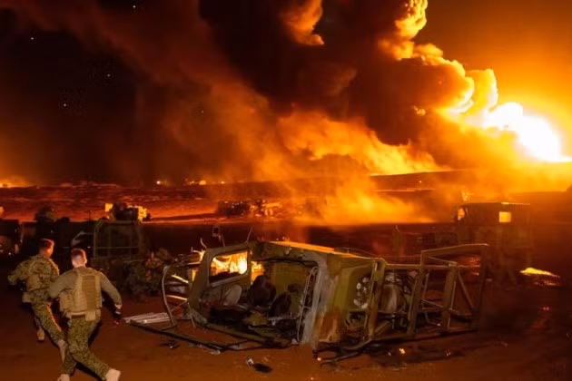 Cơ sở quân đội Đức tại căn cứ không quân Al-Azraq ở Jordan bị trúng tên lửa của Iran, ngày 10/3/2026.