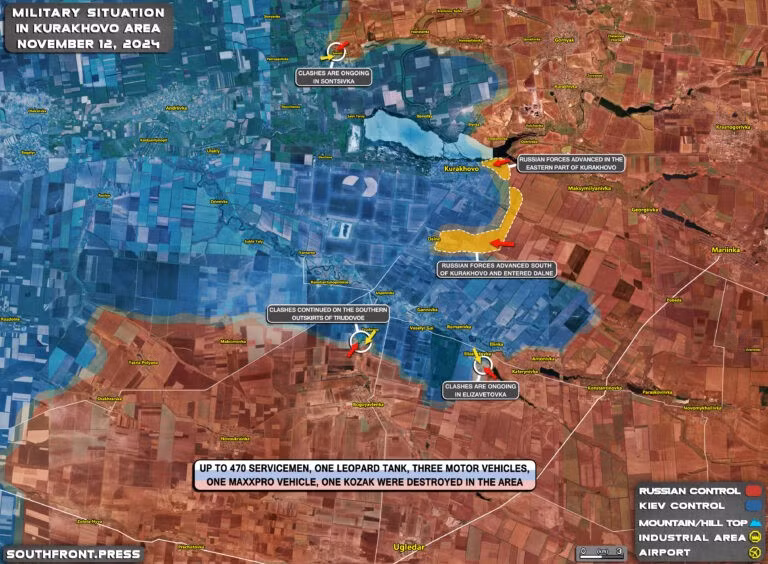 Sơ đồ chiến sự ở khu vực Kurakhovo, ngày 12/11/2024.