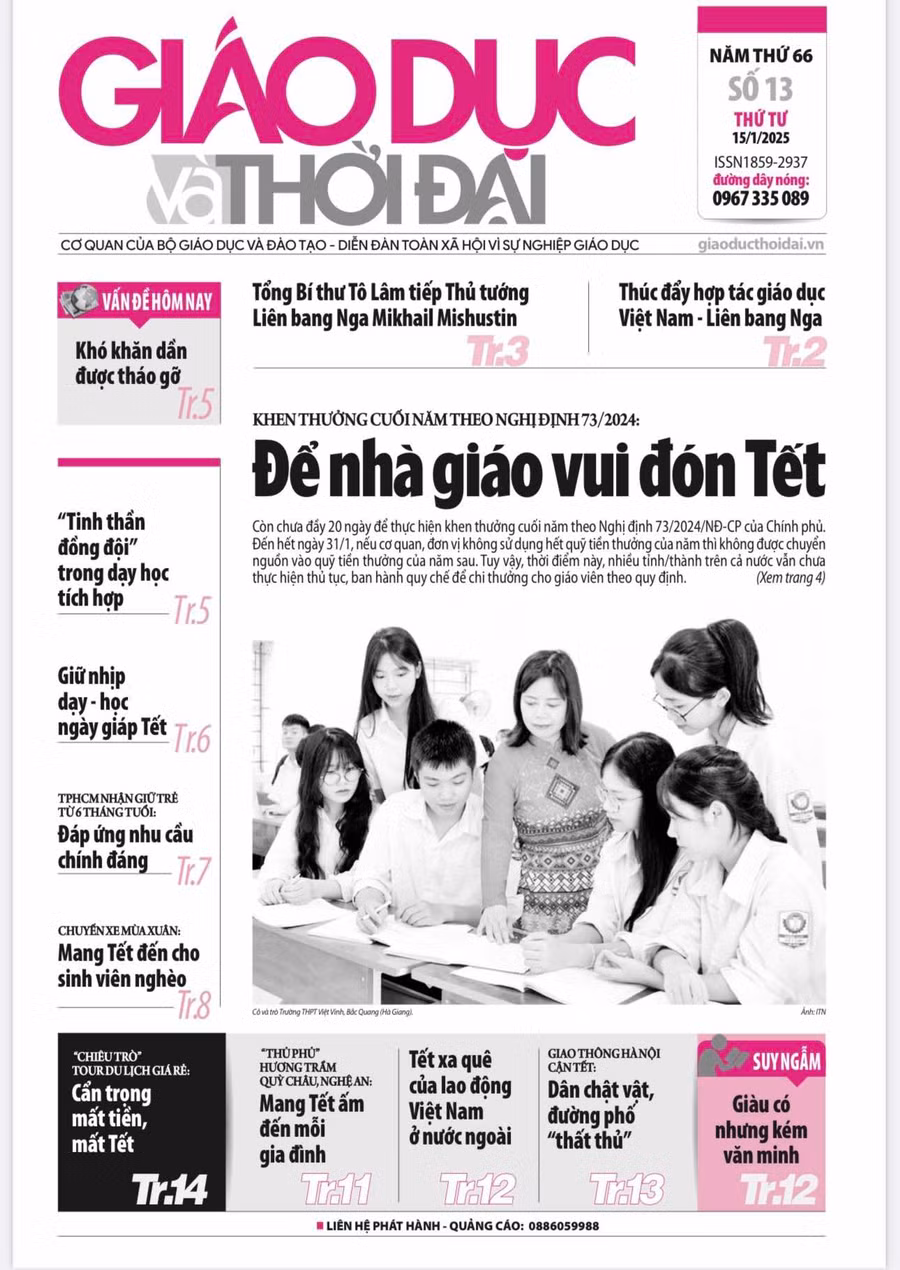 Tin tức báo in 15/1: Để nhà giáo vui đón Tết