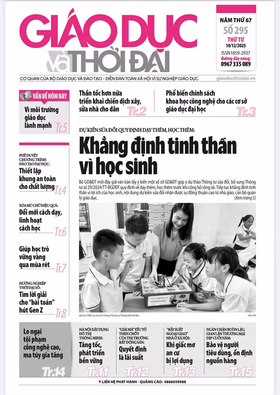Tin tức báo in 10/12: Sửa đổi Thông tư 29 nhằm bảo đảm quyền lợi học sinh