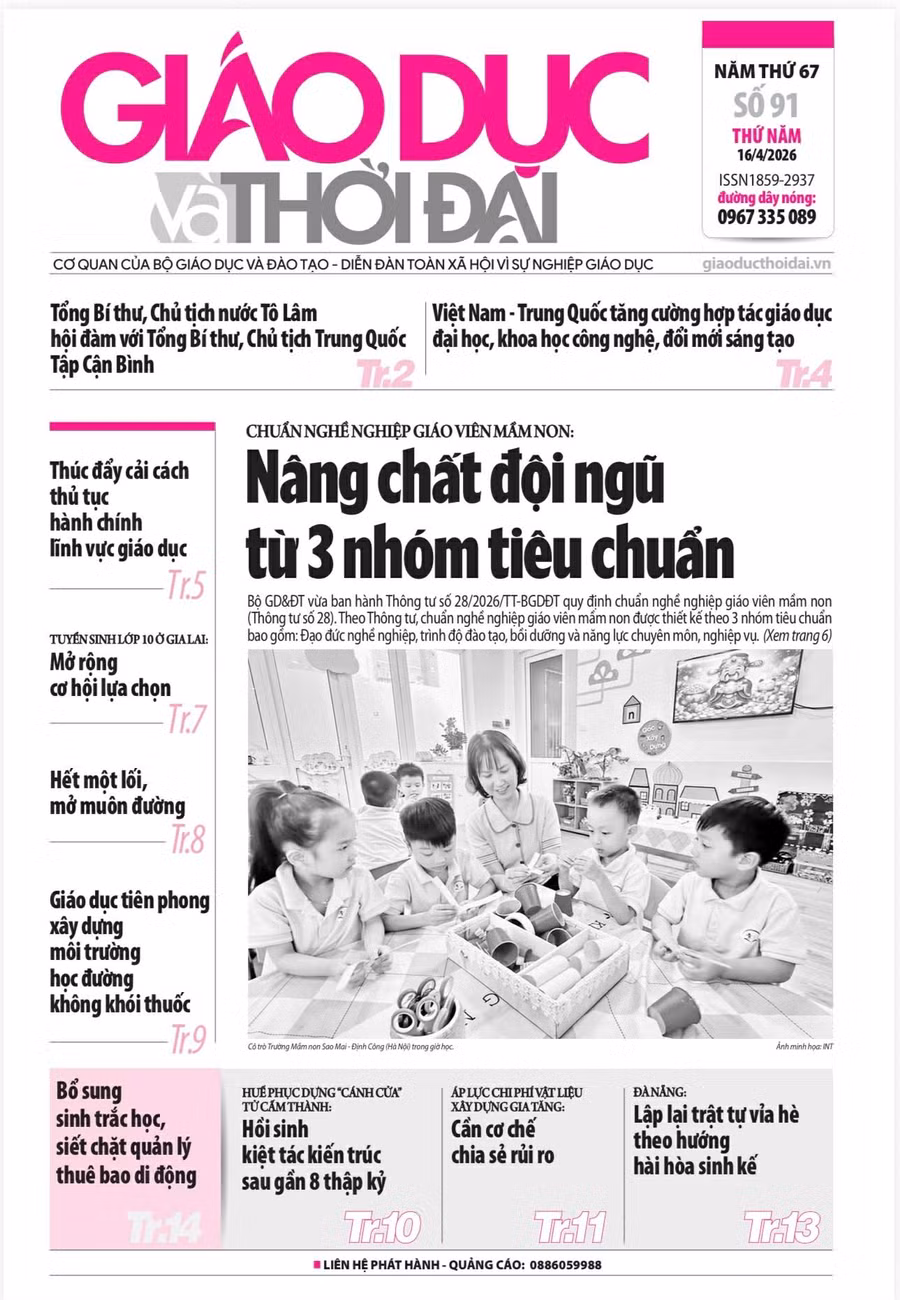 Tin tức báo in 16/4: Nâng chất đội ngũ từ 3 nhóm tiêu chuẩn