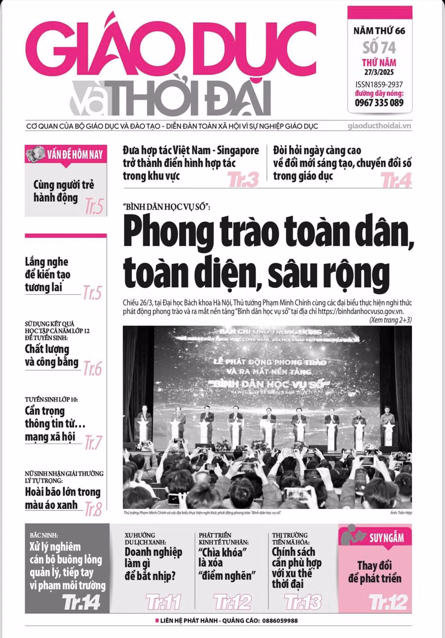 Báo in 27/3: Bình dân học vụ số: Phong trào toàn dân, toàn diện, sâu rộng