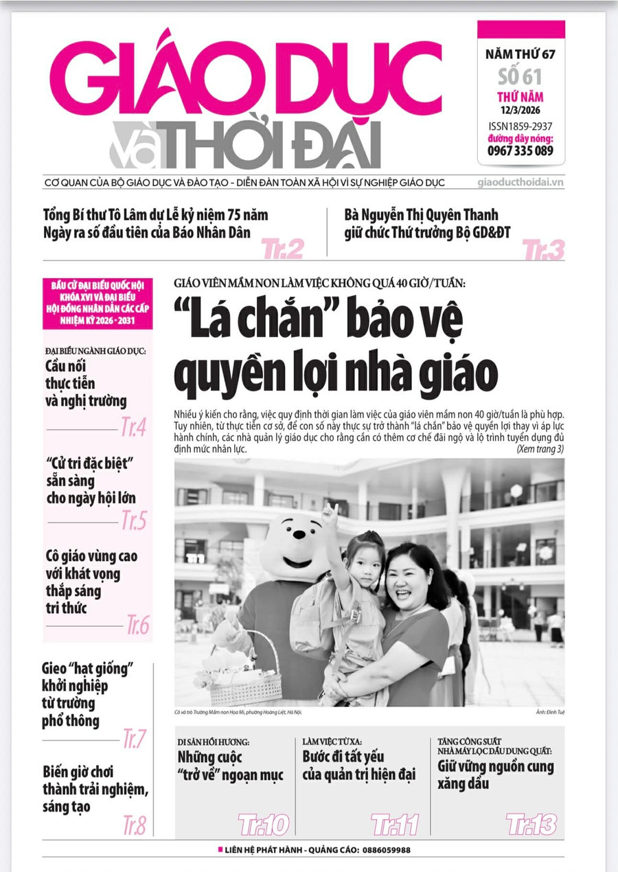 Tin tức báo in 12/3: 'Lá chắn' bảo vệ quyền lợi nhà giáo