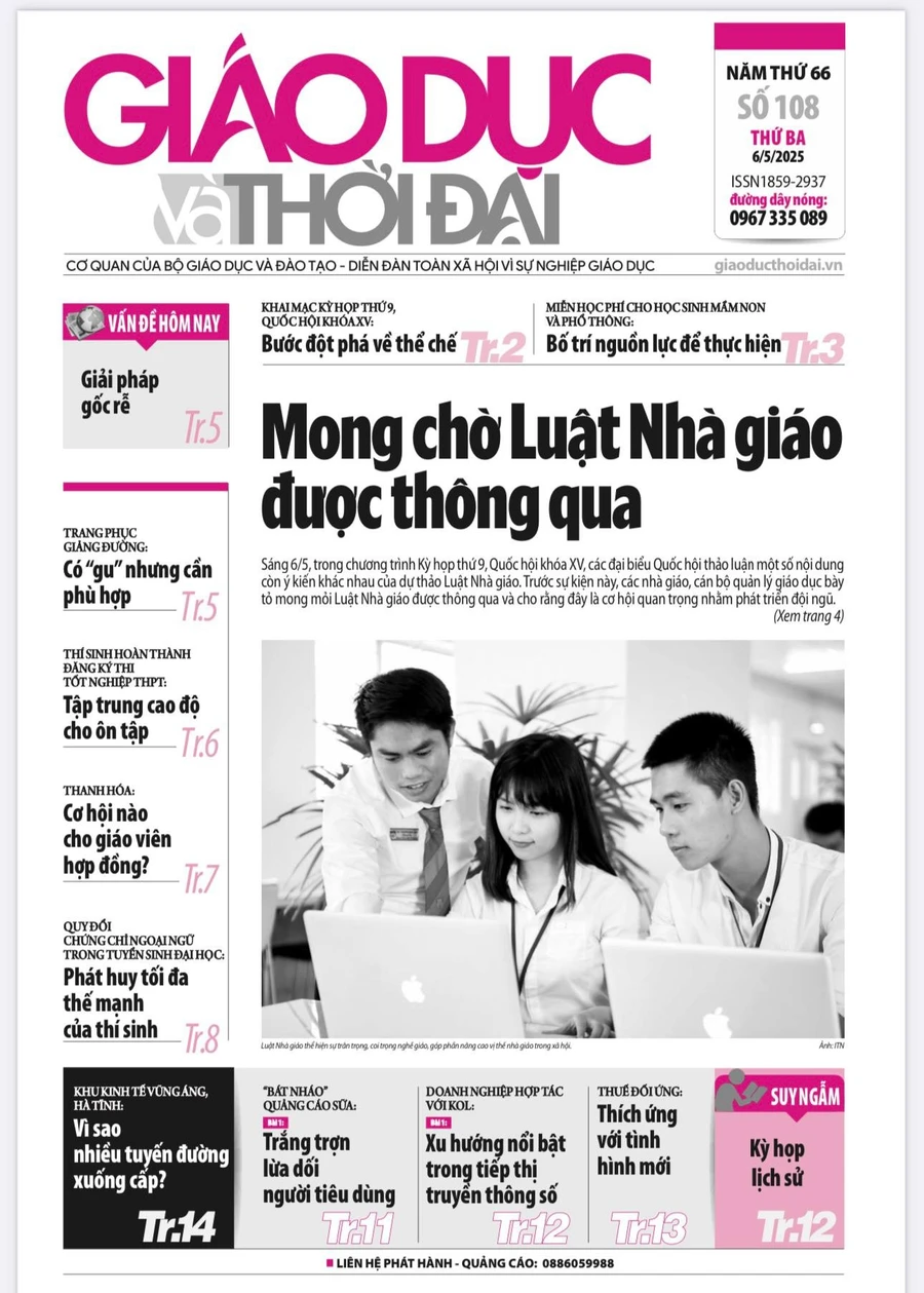 Tin tức báo in 6/5: Mong chờ Luật Nhà giáo được thông qua