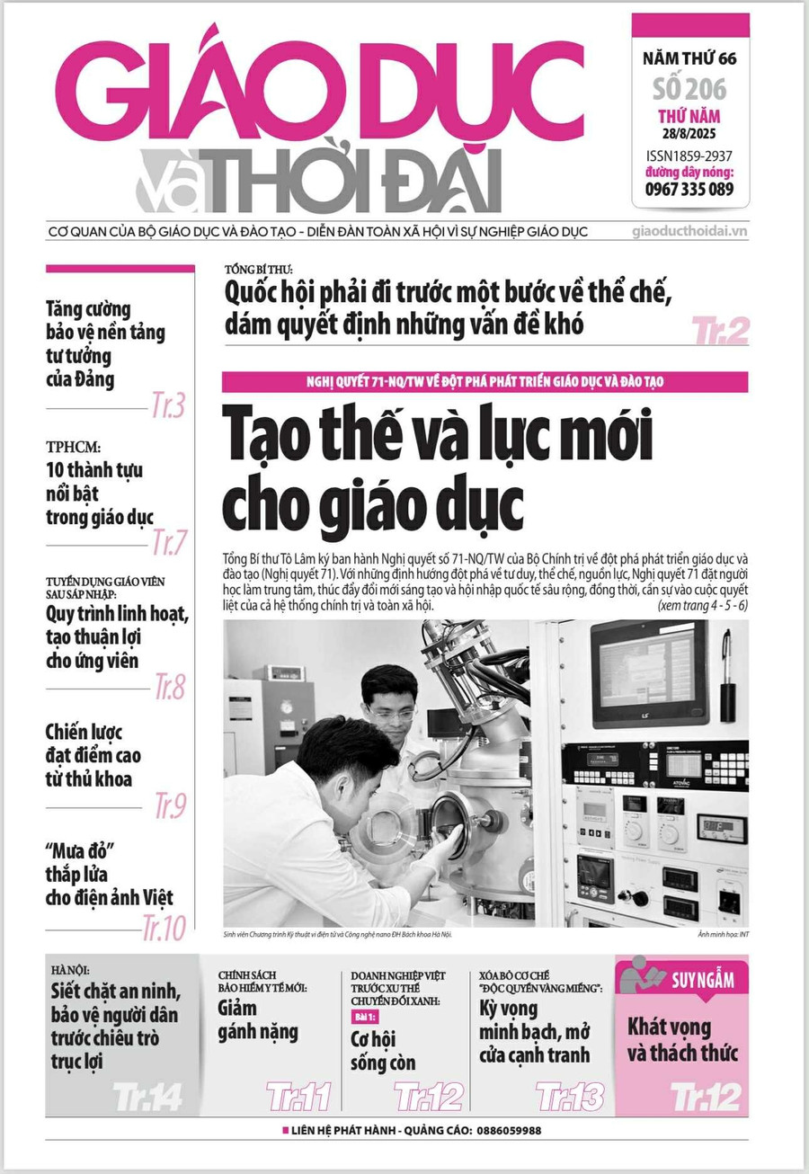 Tin tức báo in 28/8: Nghị quyết số 71-NQ/TW tạo thế và lực mới cho giáo dục