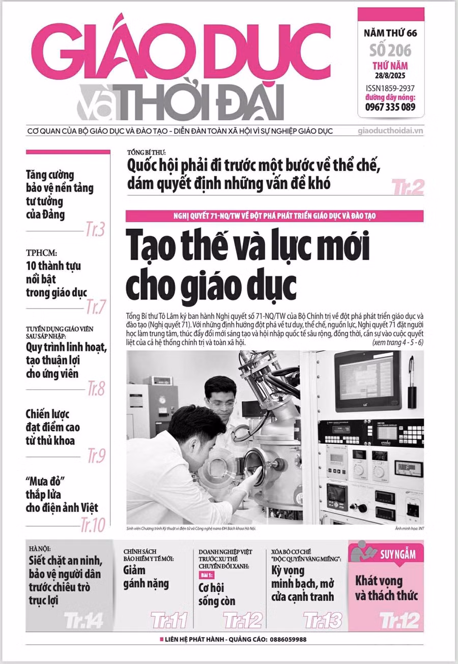 Tin tức báo in 28/8: Nghị quyết số 71-NQ/TW tạo thế và lực mới cho giáo dục