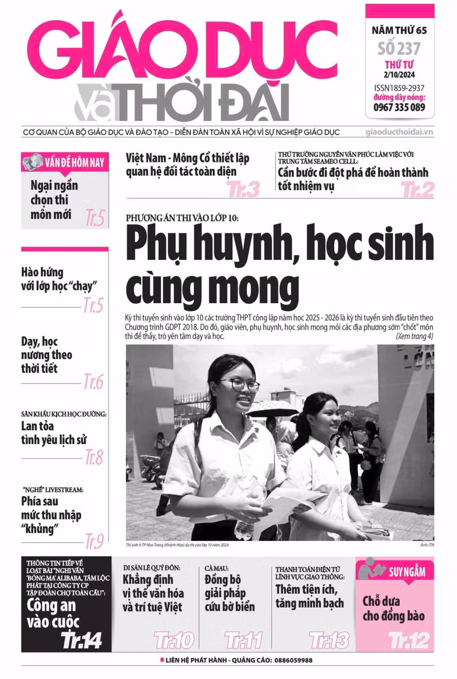 Tin tức báo in 2/10: Dạy, học nương theo thời tiết