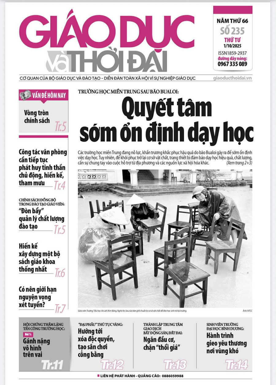 Tin tức báo in 1/10: Quyết tâm sớm ổn định dạy học sau bão Bualoi