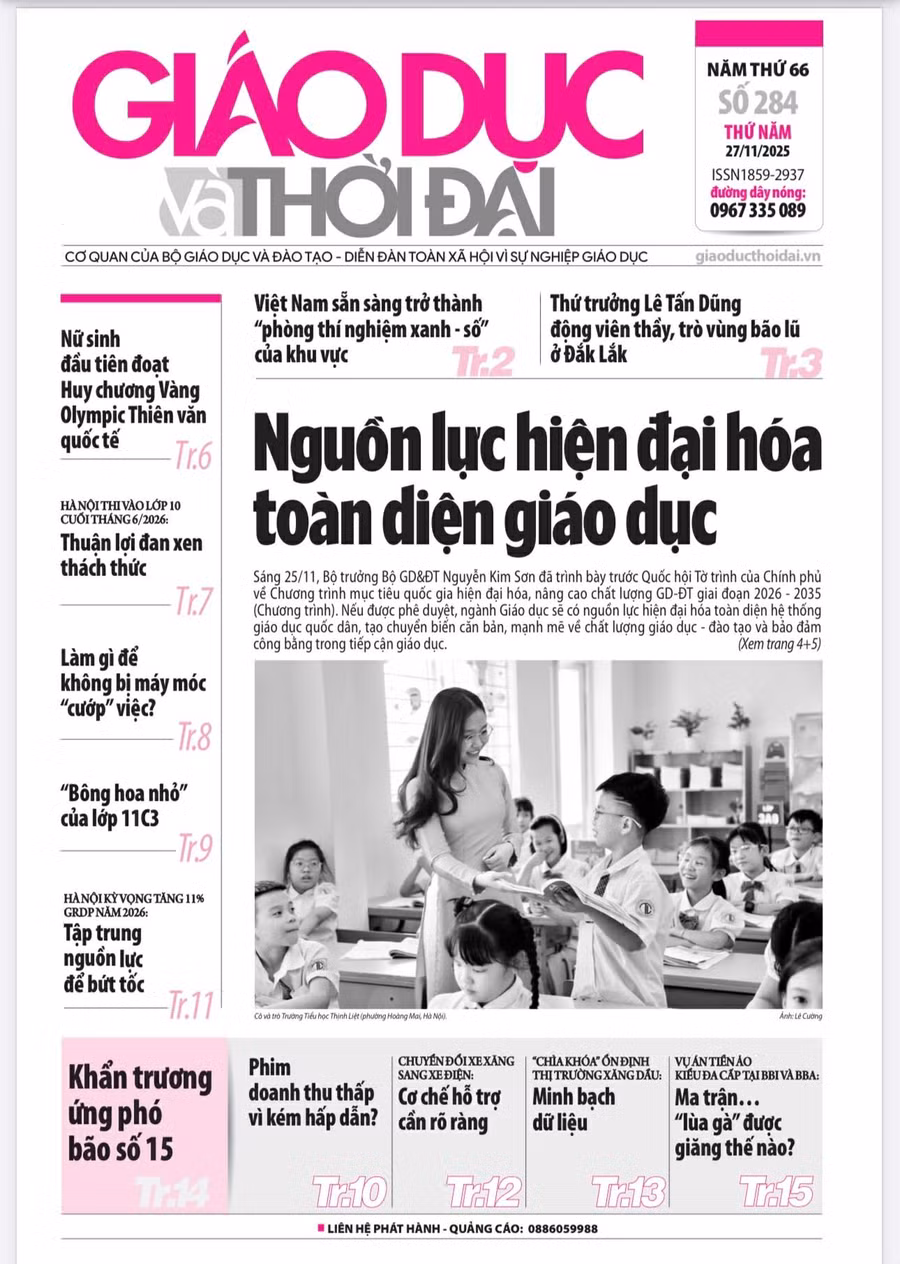 Tin tức báo in 27/11: Nguồn lực hiện đại hóa toàn diện giáo dục