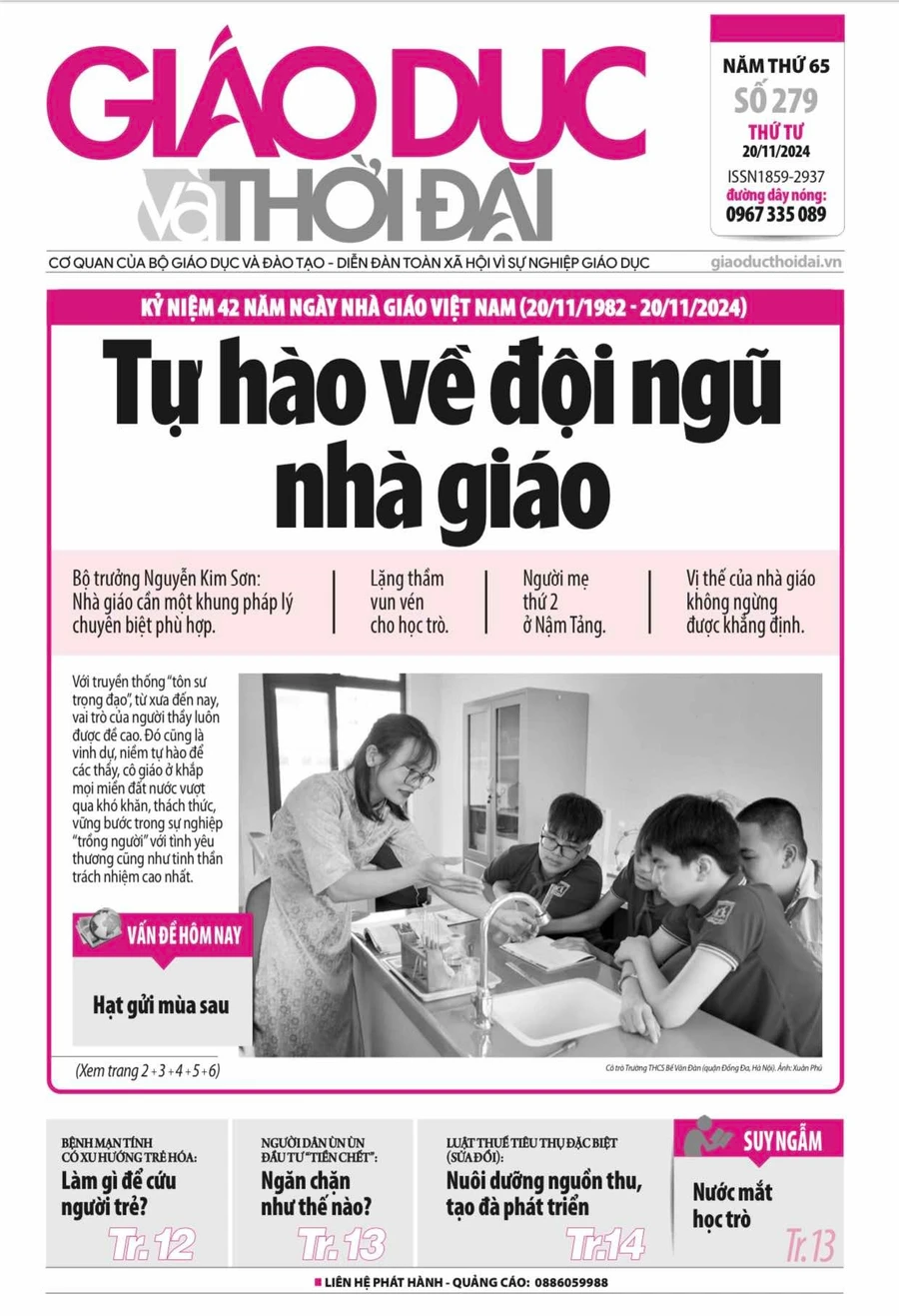 Tin tức báo in 20/11: Nhà giáo cần một khung pháp lý chuyên biệt phù hợp