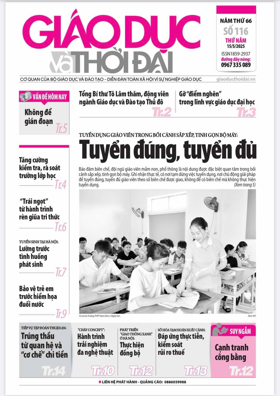 Tin tức báo in 15/5: Tuyển dụng giáo viên bảo đảm 'đúng' và 'đủ'