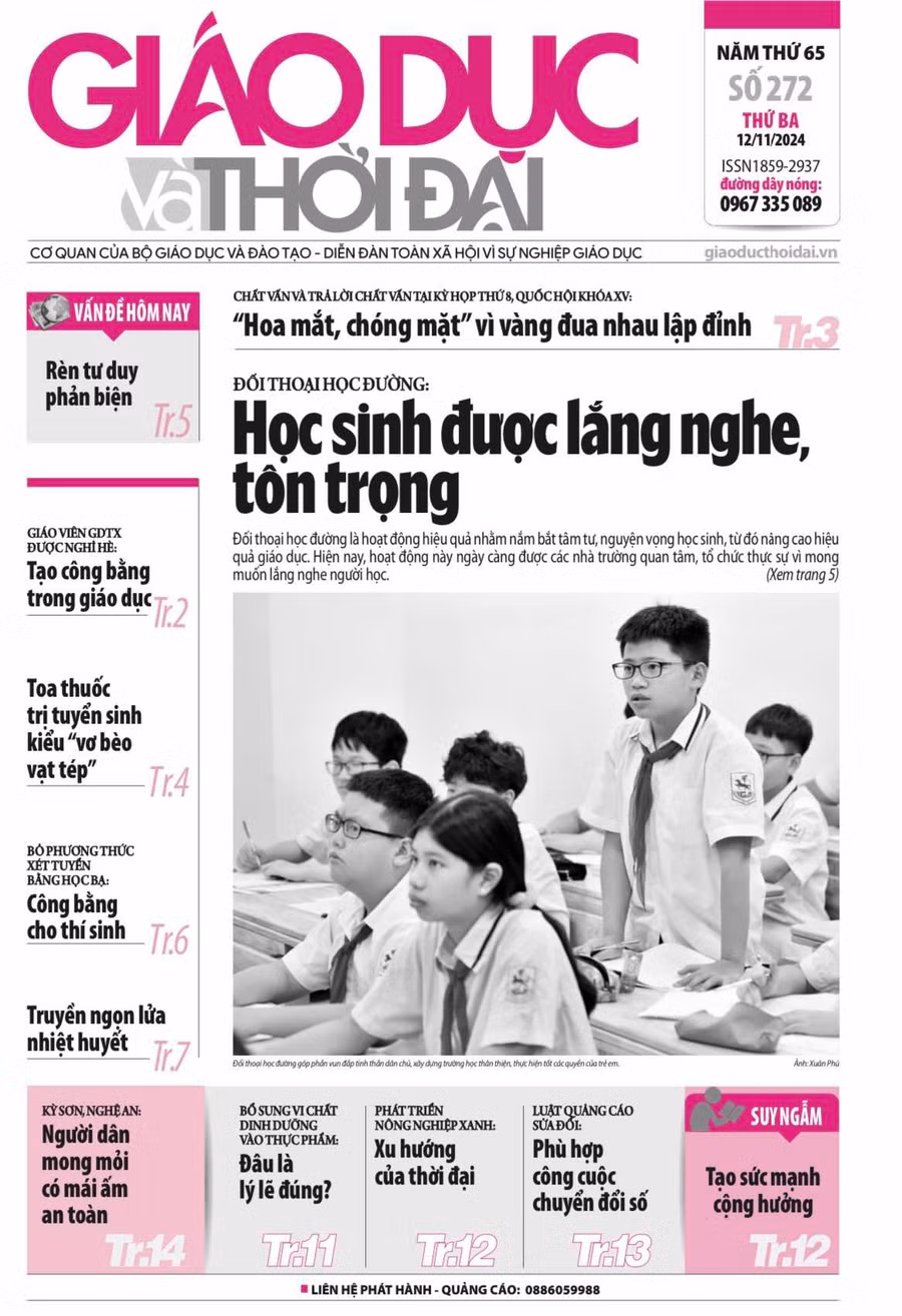 Tin tức báo in 12/11: Tạo công bằng trong giáo dục