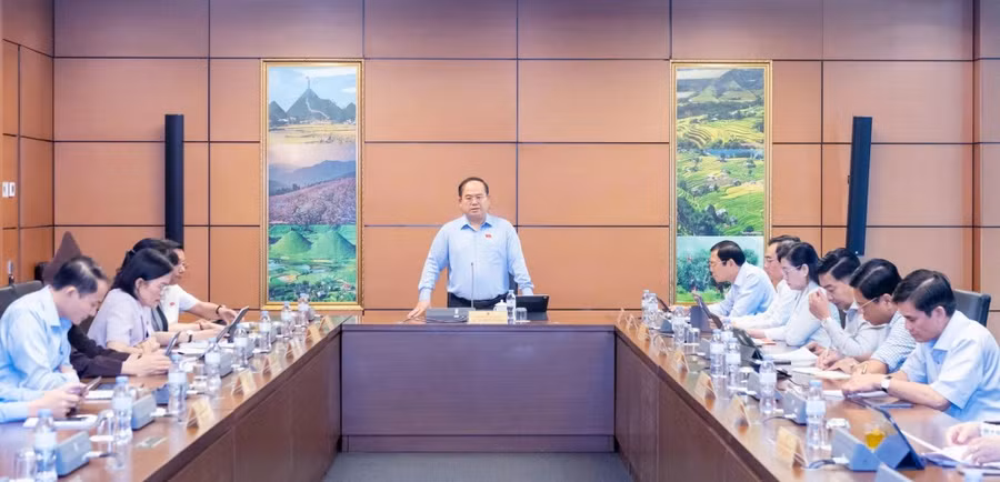 Đại biểu Quản Minh Cường, Ủy viên Trung ương Đảng, Bí thư Tỉnh ủy, Trưởng Đoàn ĐBQH tỉnh, Tổ trưởng Tổ thảo luận số 14 phát biểu đề dẫn tại phiên thảo luận tổ.