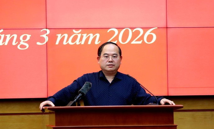 Ông Quản Minh Cường, Bí thư Tỉnh ủy Quảng Ninh phát biểu tại hội nghị. 