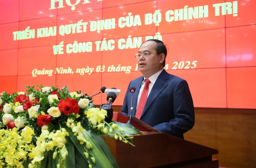 Ông Quản Minh Cường, Bí thư Tỉnh ủy Quảng Ninh phát biểu nhận nhiệm vụ.