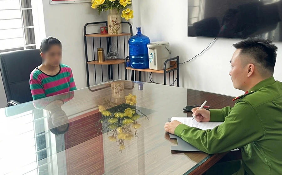 Chị P.T.T. tại cơ quan Công an.