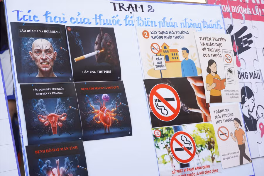 Học sinh tham gia cuộc thi phòng, chống tác hại của thuốc lá. Ảnh: ITN