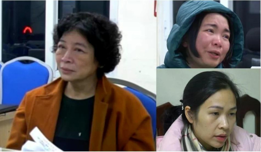 Bị can Phạm Thị Hòa (trái) và đồng phạm. Ảnh: Đ.X