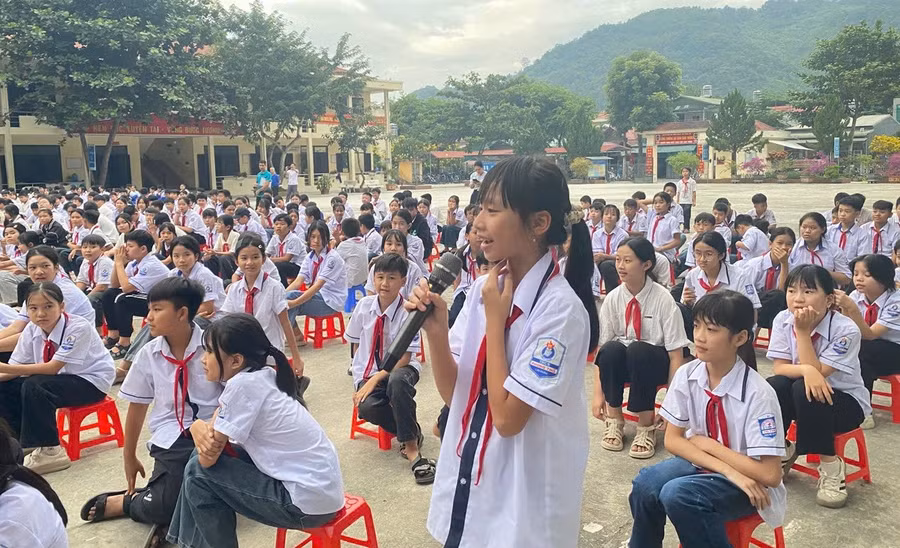 Học sinh tự tin bày tỏ quan điểm. Ảnh: ITN