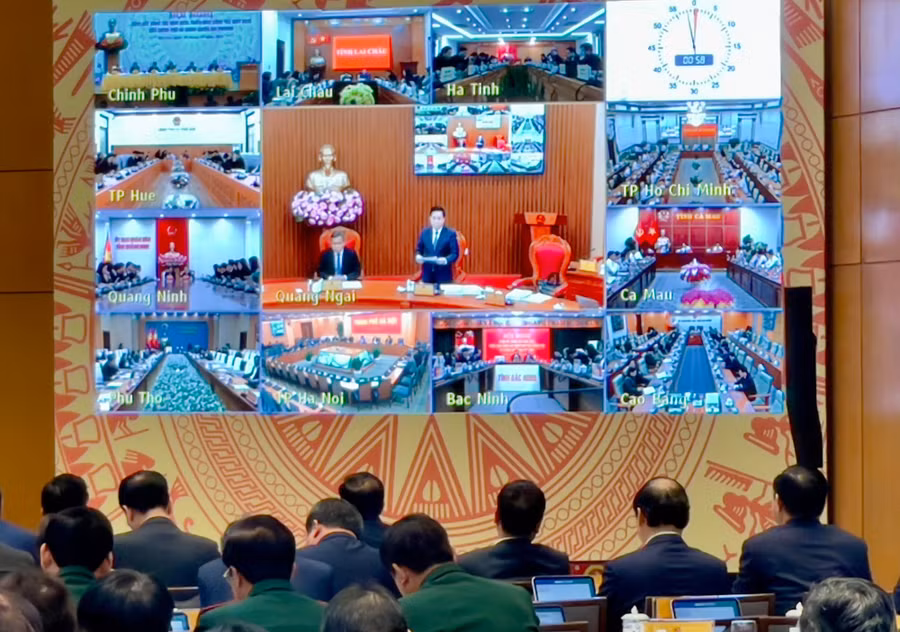 Các địa phương tham gia phát biểu bằng hình thức trực tuyến. Ảnh: VGP