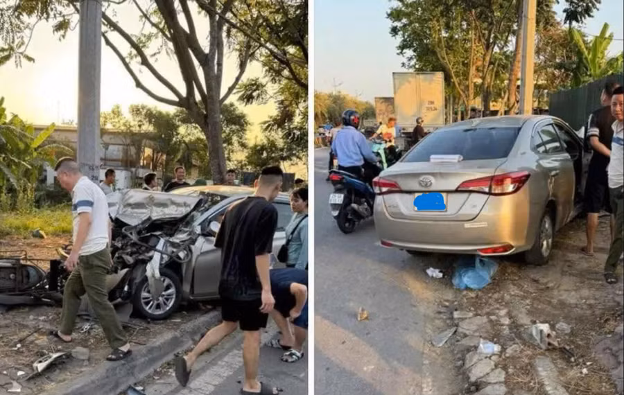 Hiện trường vụ tai nạn do Ma Vũ Duy gây ra.