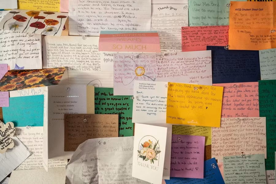 Thư tay của học sinh cô Chanea Bond.