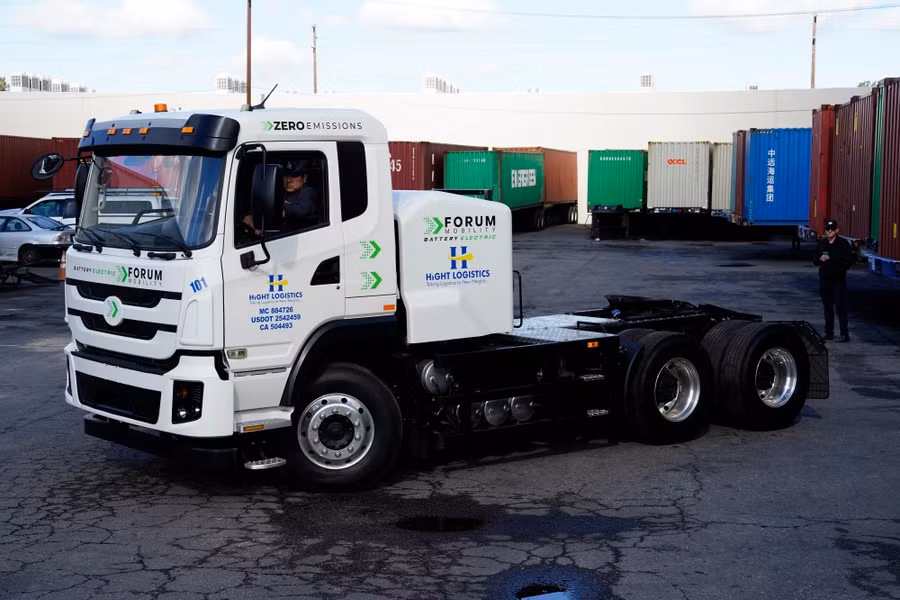 Mẫu xe tải điện của Tập đoàn Công nghệ BYD. Ảnh: Bloomberg