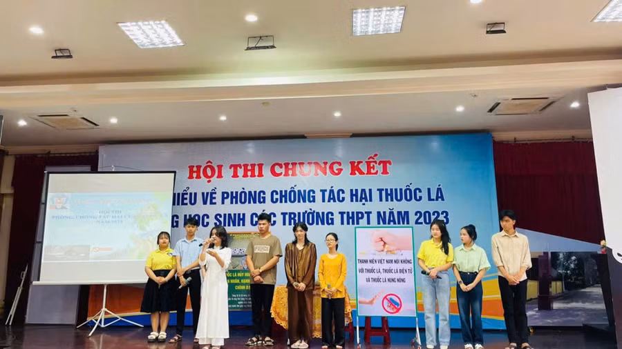 Các hội thi phòng chống thuốc lá được tổ chức liên tục để học sinh nâng cao nhận thức về tác hại của thuốc lá. Ảnh: ITN