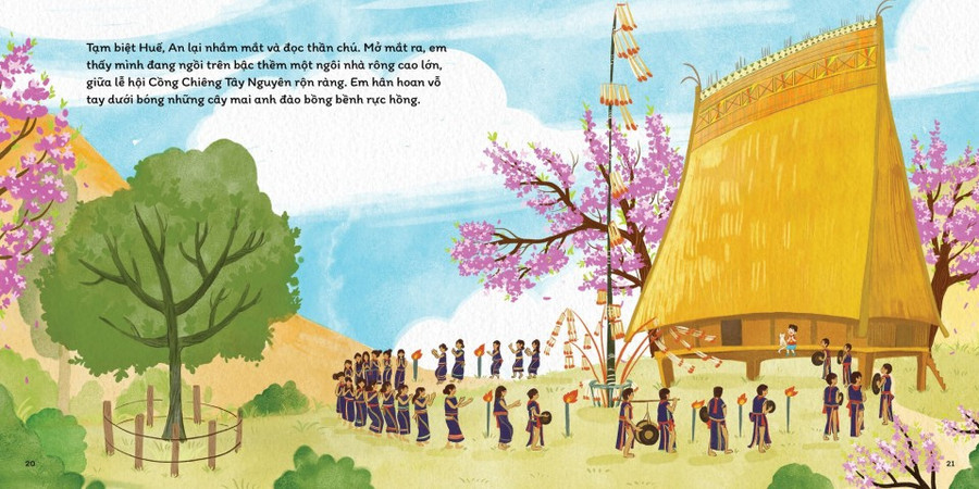 Sắc xuân Tây Nguyên trong cuốn sách 'Kho báu mùa Xuân'. Ảnh: NXB Kim Đồng - Hoàng Anh