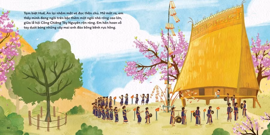 Sắc xuân Tây Nguyên trong cuốn sách 'Kho báu mùa Xuân'. Ảnh: NXB Kim Đồng - Hoàng Anh