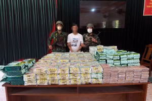 Lực lượng chức năng thu giữ số lượng lớn ma túy. Ảnh Biên phòng Quảng Trị cung cấp.