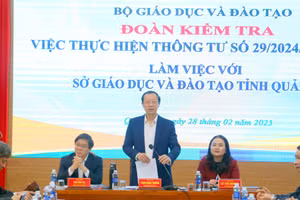 Thứ trưởng Phạm Ngọc Thưởng phát biểu tại buổi làm việc với lãnh đạo Sở GD&ĐT Quảng Trị.