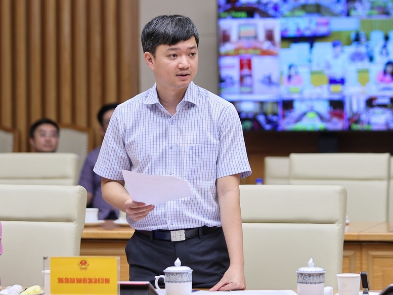 Bí thư Trung ương Đoàn Nguyễn Minh Triết phát biểu tại Hội nghị - Ảnh: VGP/Nhật Bắc. img5895-1750248256133966925297.jpg