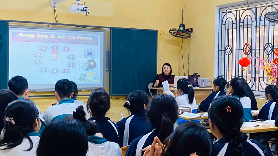 Giờ học tại Trường THPT Trần Quang Khải (Hưng Yên).