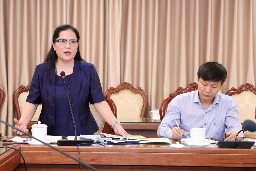 Thứ trưởng Nguyễn Thị Kim Chi phát biểu tại cuộc họp. gdmn.jpg