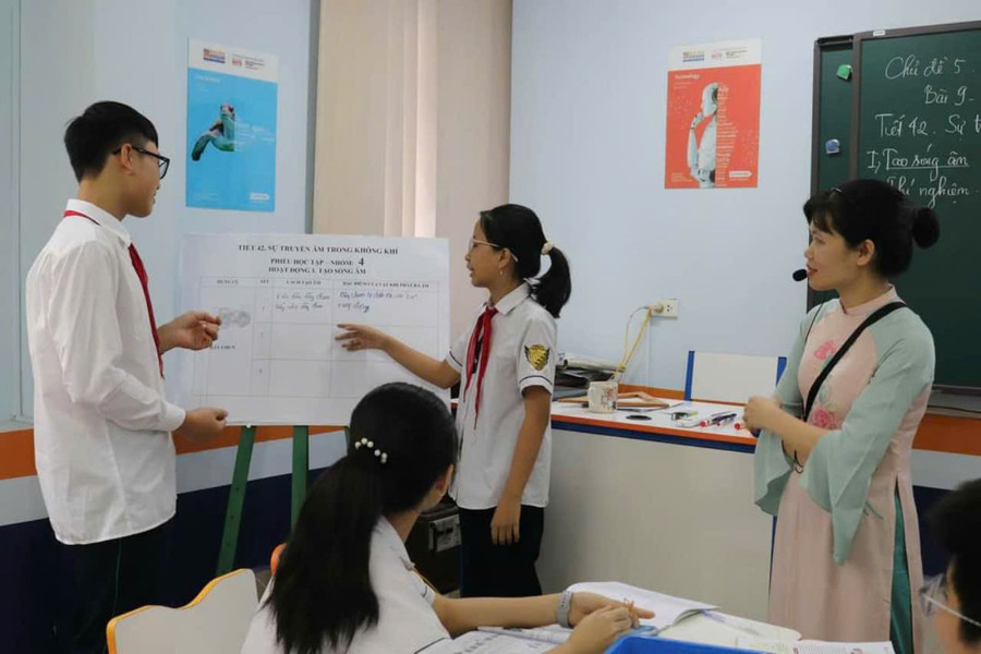 Giờ học tại Trường THCS Nam Từ Liêm (Hà Nội).