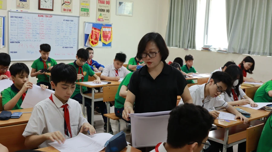 Giờ học tại Trường THCS Nam Từ Liêm (Hà Nội).