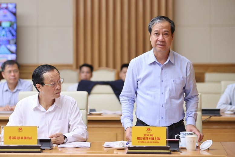 Bộ trưởng Bộ GD&ĐT Nguyễn Kim Sơn phát biểu tại Hội nghị - Ảnh: VGP/Nhật Bắc. img5887-17502479248861526503644.jpg